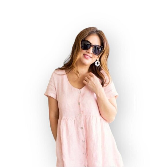 Jillian Harris x Priv Hamptons Linen Babydoll Dress Large - Picture 2 of 12
